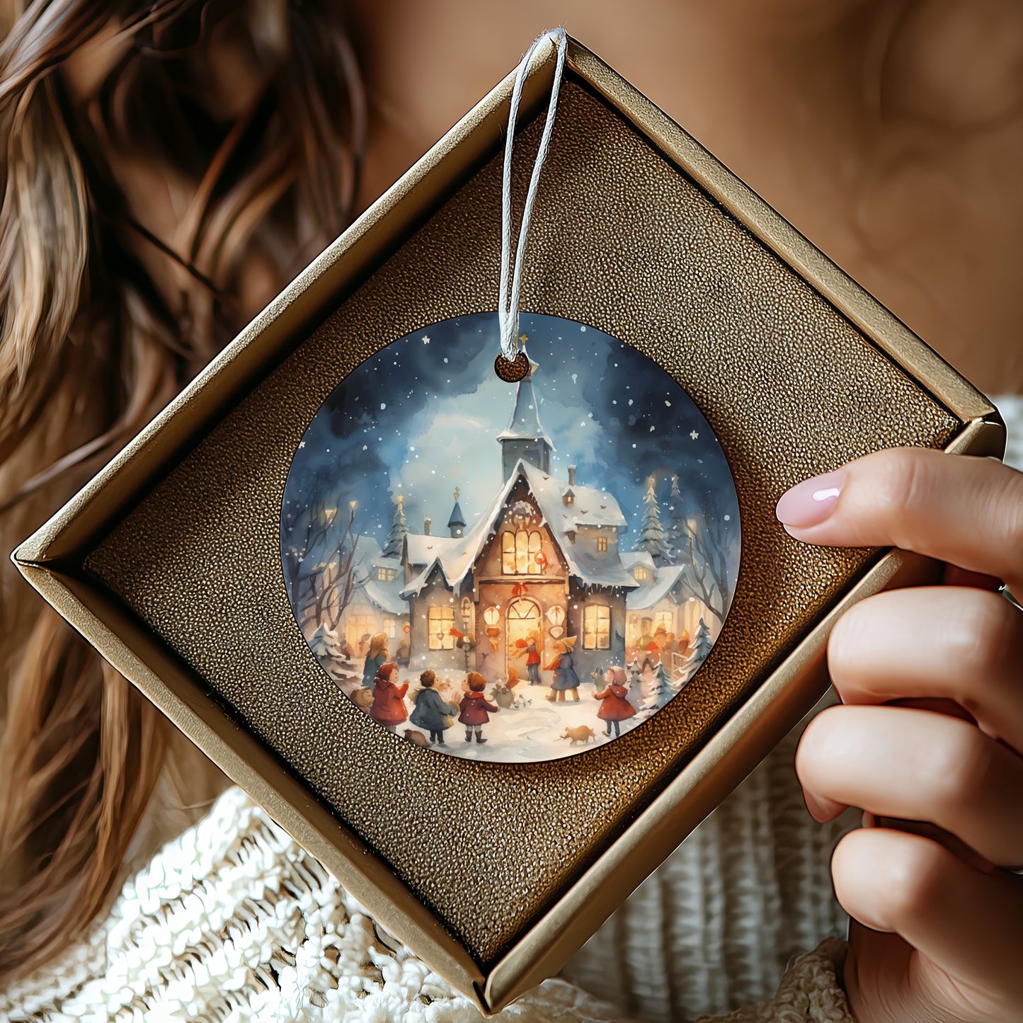 Christmas Eve Winter Village Scene Ornament product