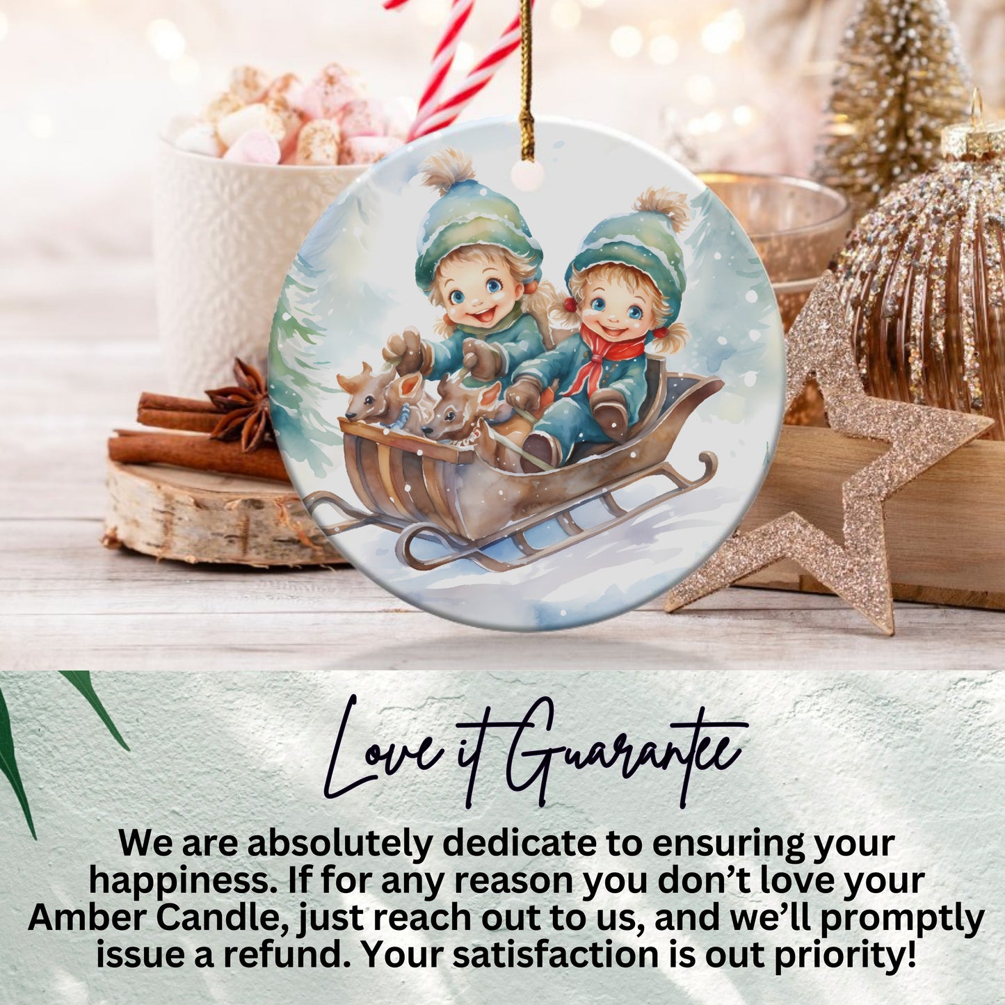 Adorable Kids Sledding Decorative Ornament product