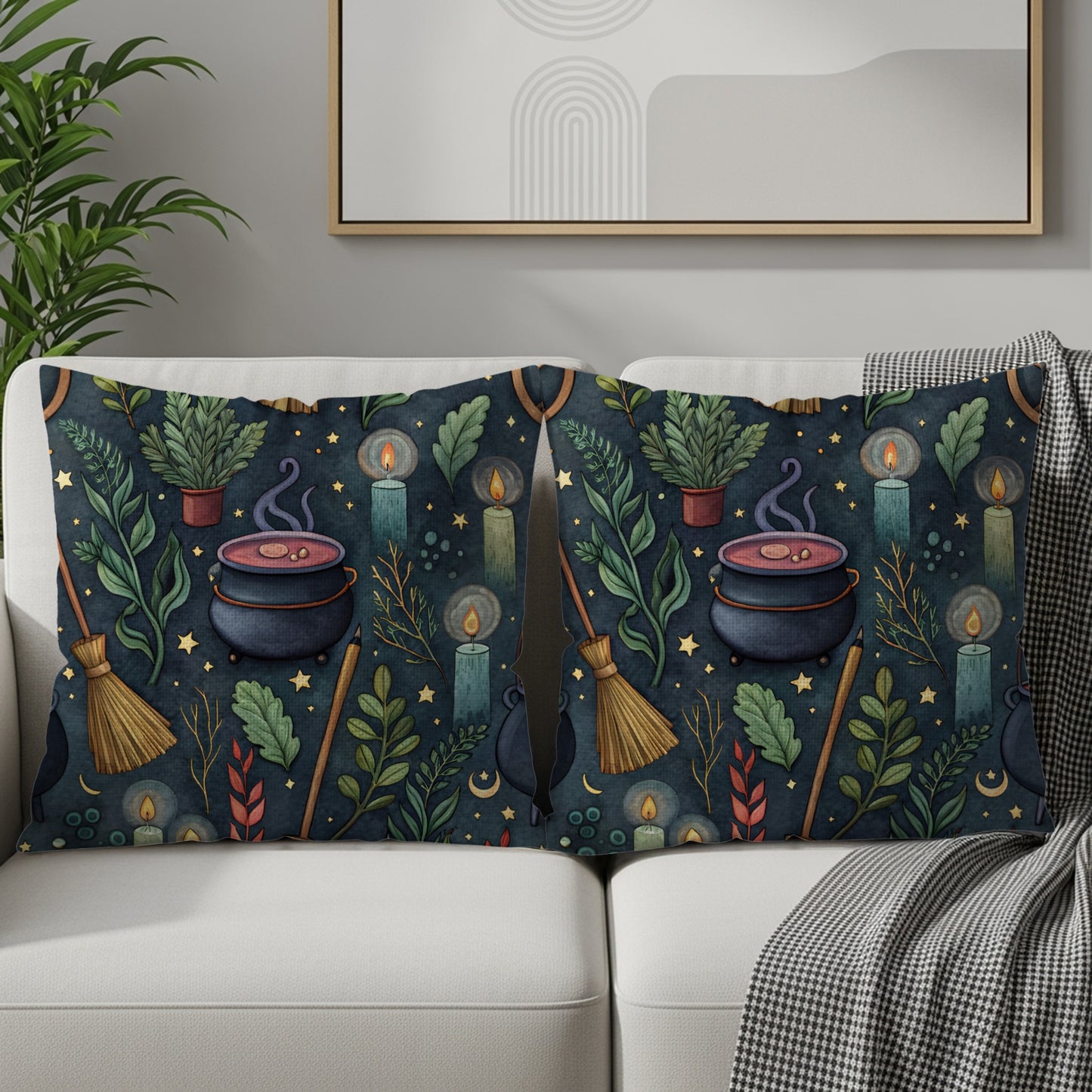 Magical Elements Dark Mystic Print Cushion Cover