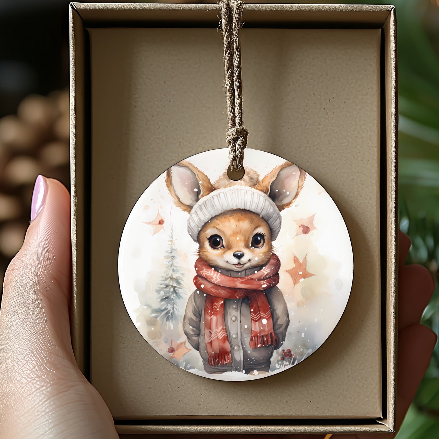 Cute Fox with Winter Coat Holiday Ornament product