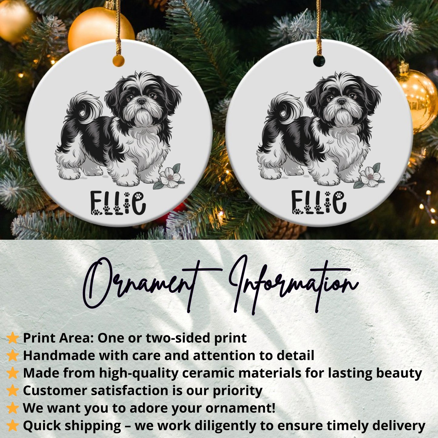 Adorable Shih Tzu Christmas Tree Ornament product