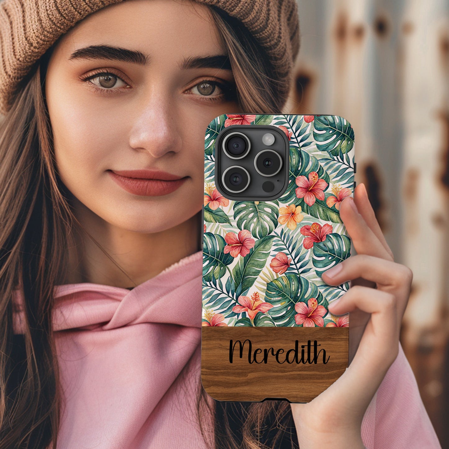 Personalized Tropical Floral Design Phone Case