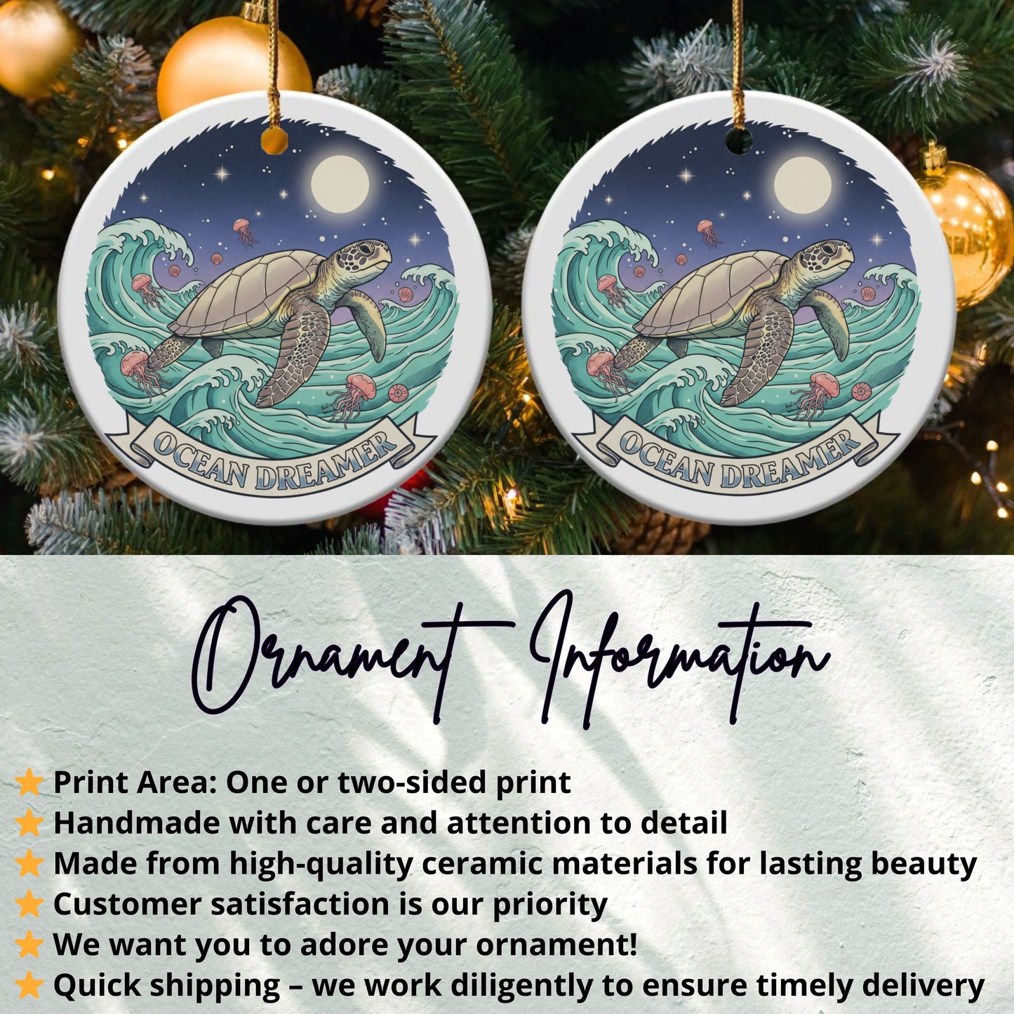 Ocean Dreamer Sea Turtle Round Ornament product