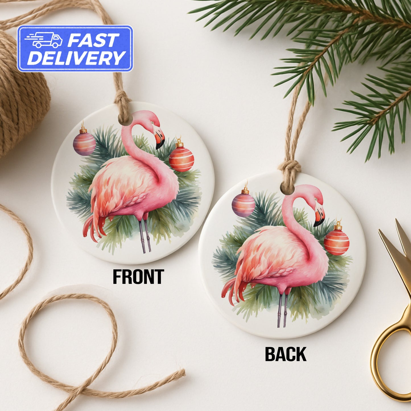 Flamingo Christmas Ornament Double-Sided Decoration product type