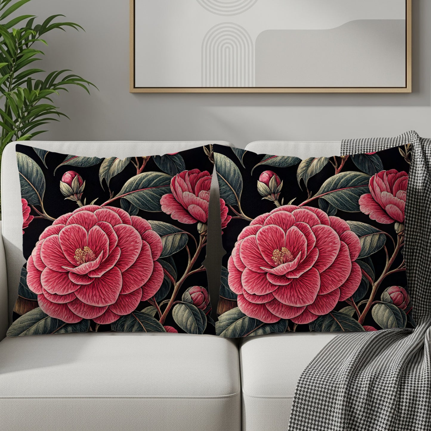 Elegant Floral Throw Pillow Set with Bold Design