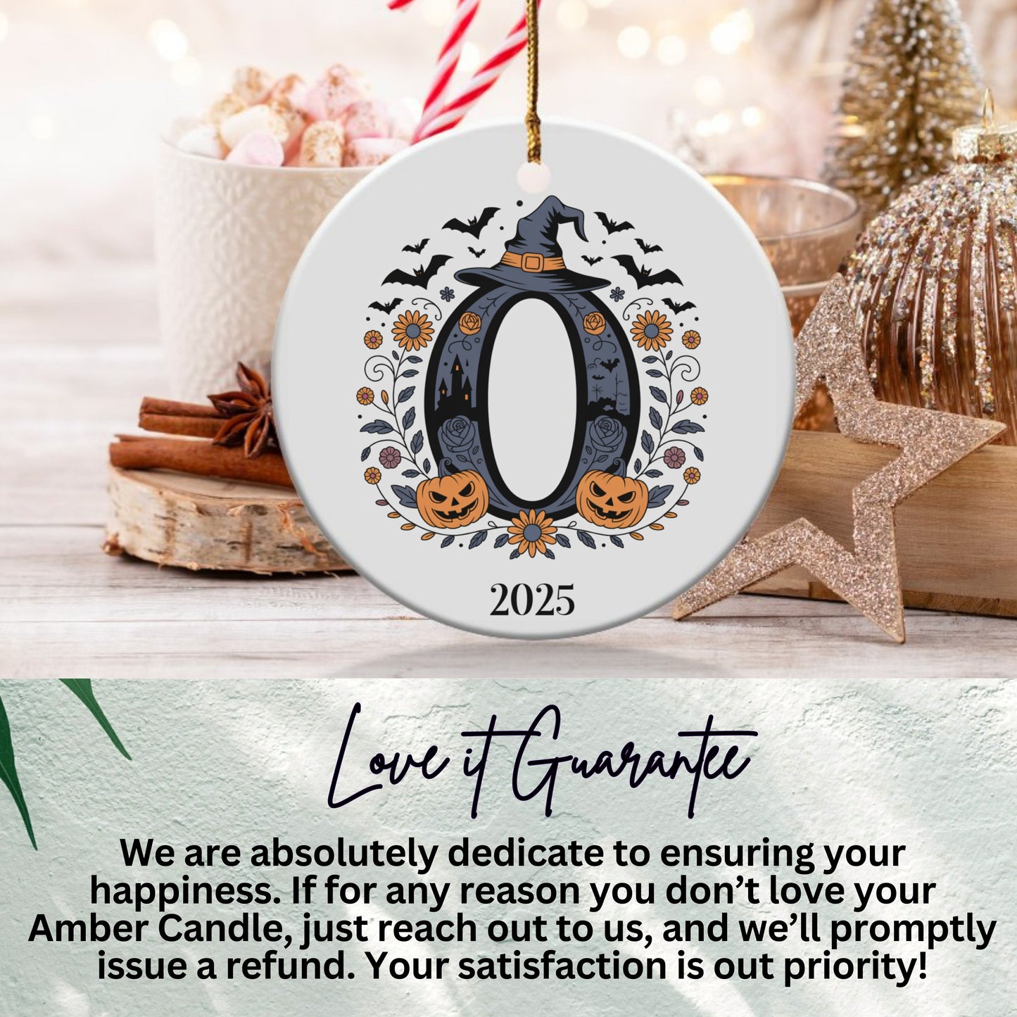 Personalized Halloween Ornament with Initials 2025 product type