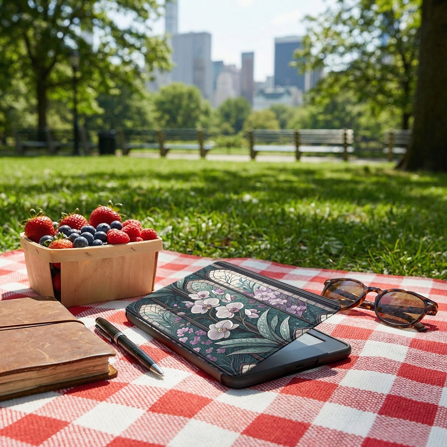 Elegant Floral Pattern Picnic Tablet Cover Accessory