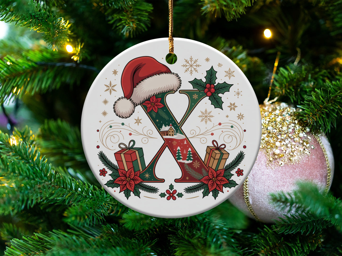 Christmas Alphabet with Santa Hat Ornament product