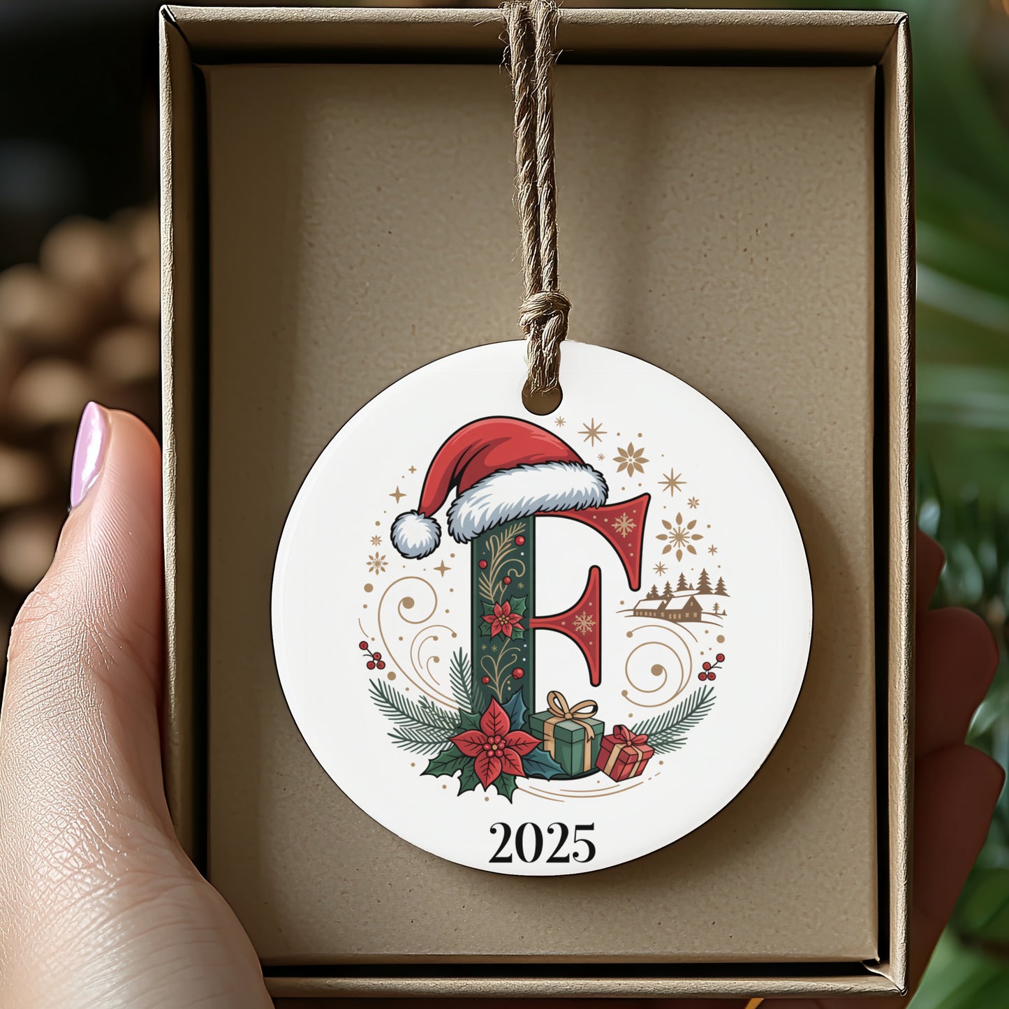 Personalized Festive Initial Ornament Christmas product
