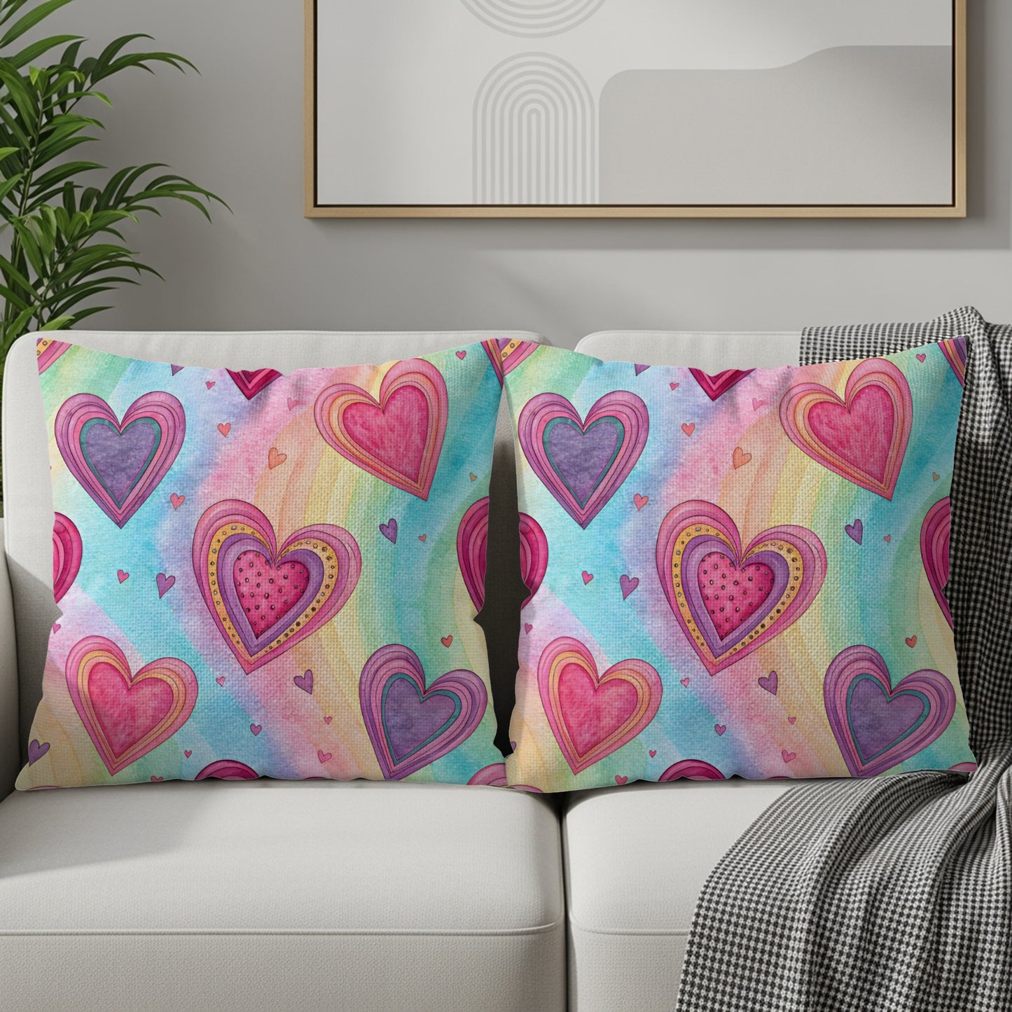 Colorful Heart Pattern Throw Pillow for Stylish Decor