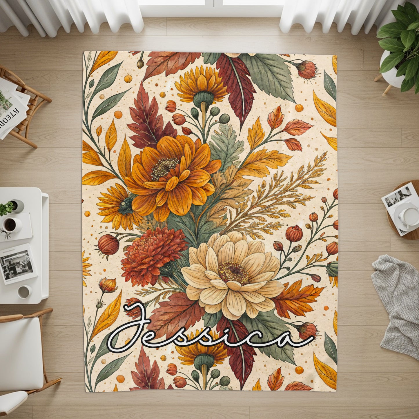 Floral Pattern Personalized Jessica Area Rug