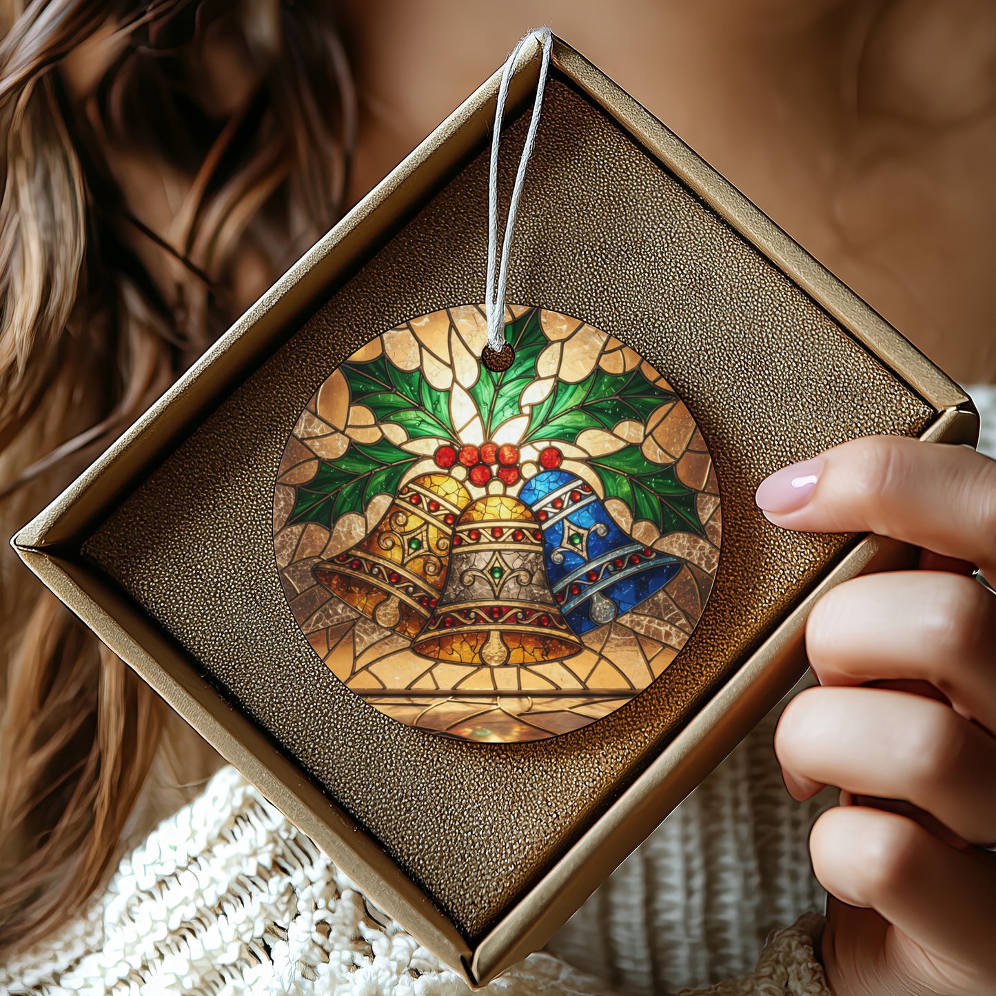 Vibrant Handcrafted Bells Stained Glass Ornament product type