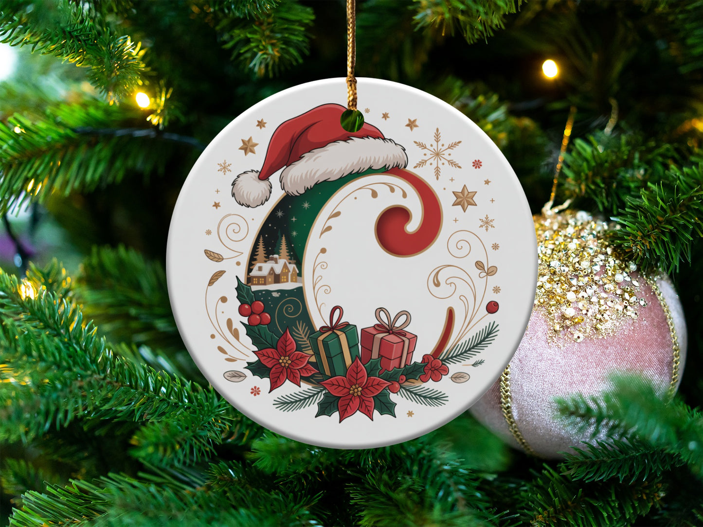 Festive Santa Hat Design Christmas Ornament product