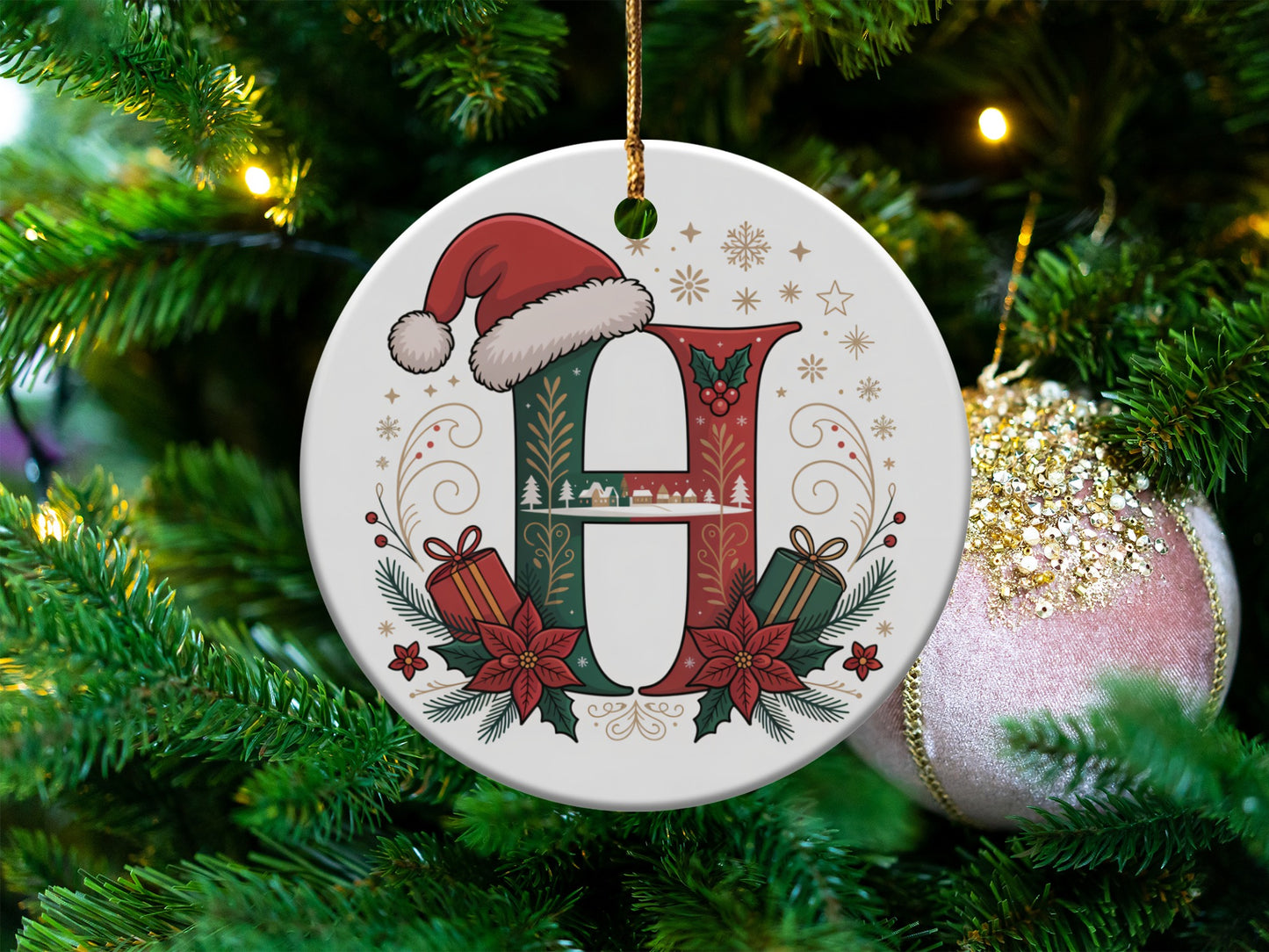 Festive Decorative Ornament with Initial Letter E product type