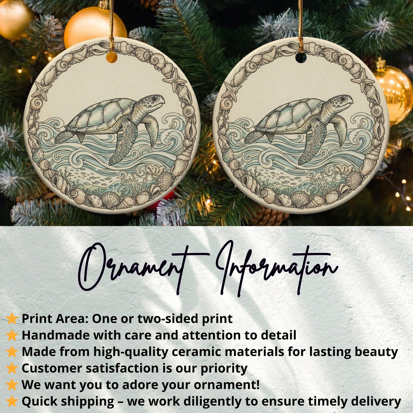 Sea Turtle Ceramic Christmas Ornament Holiday product type