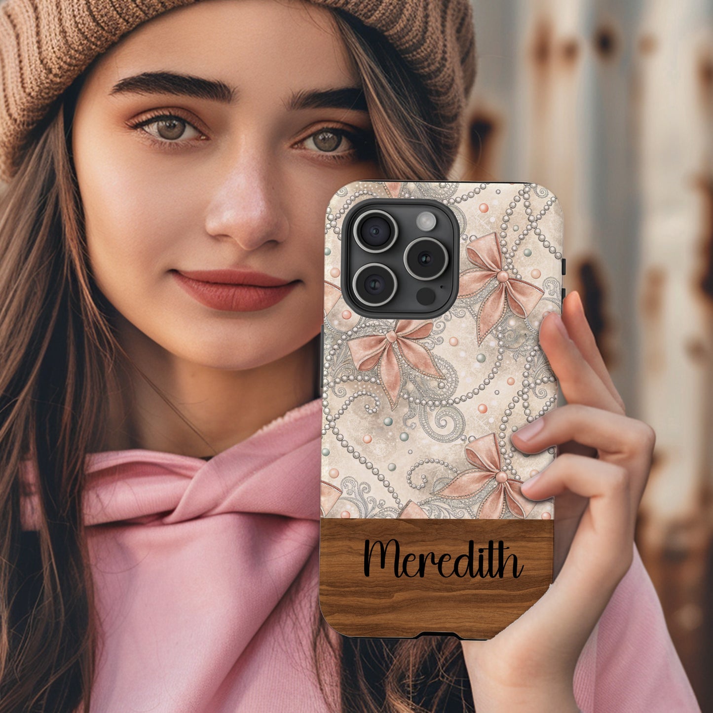 Personalized Floral Bow Design Phone Case for Meredith