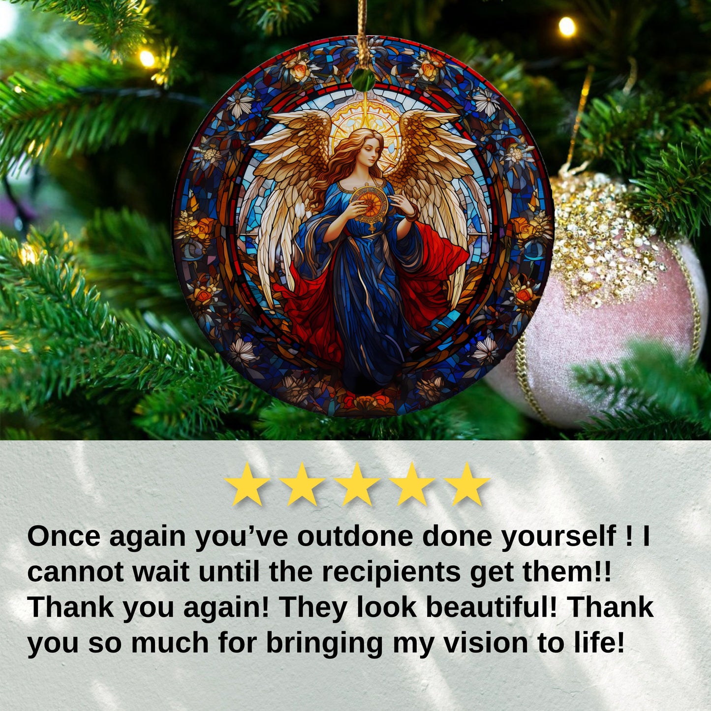 Stained Glass Angel Ornament for Christmas Tree product