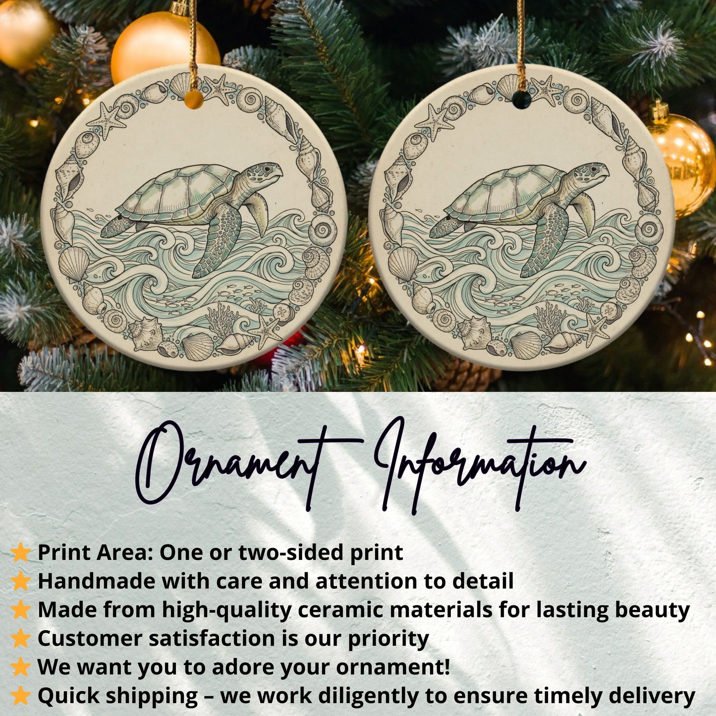 Sea Turtle and Coral Reef Decorative Ornament product type