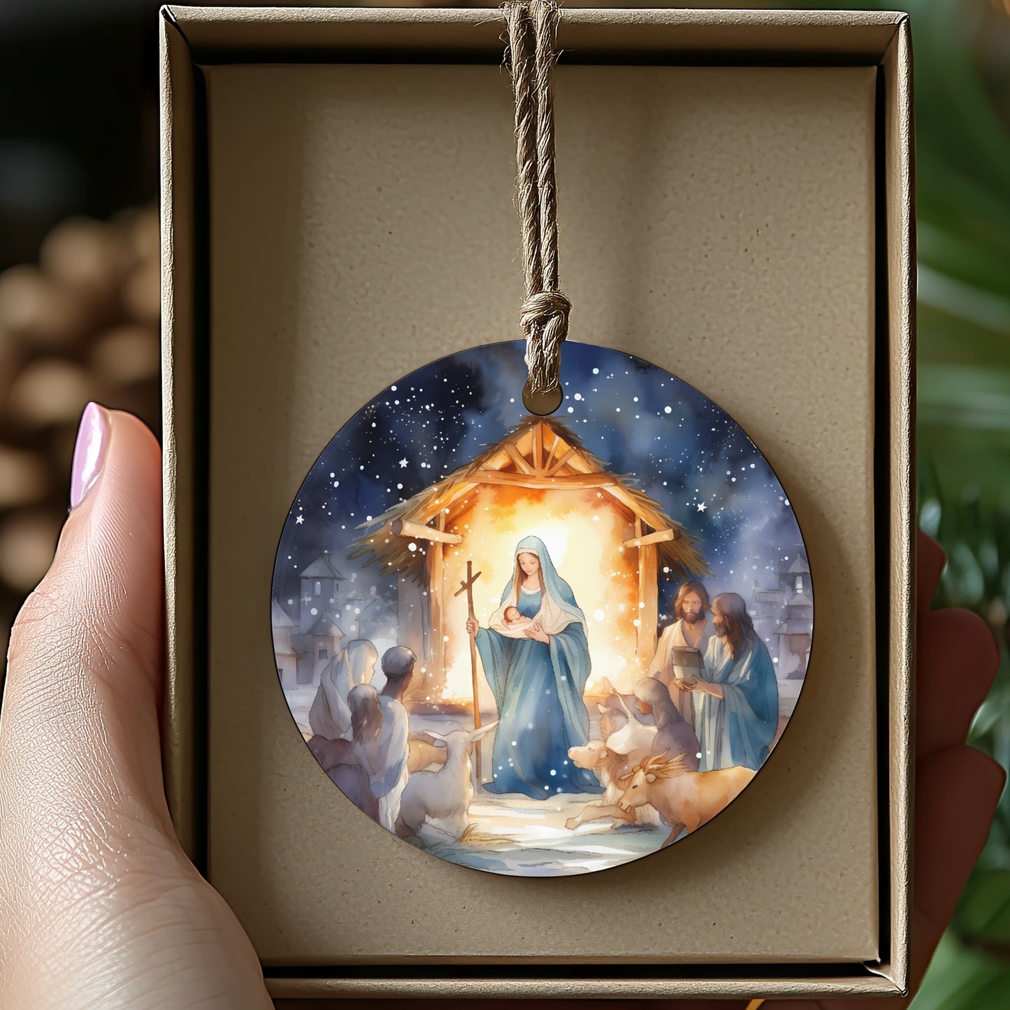 Nativity Scene Featuring Holy Family Ornament product