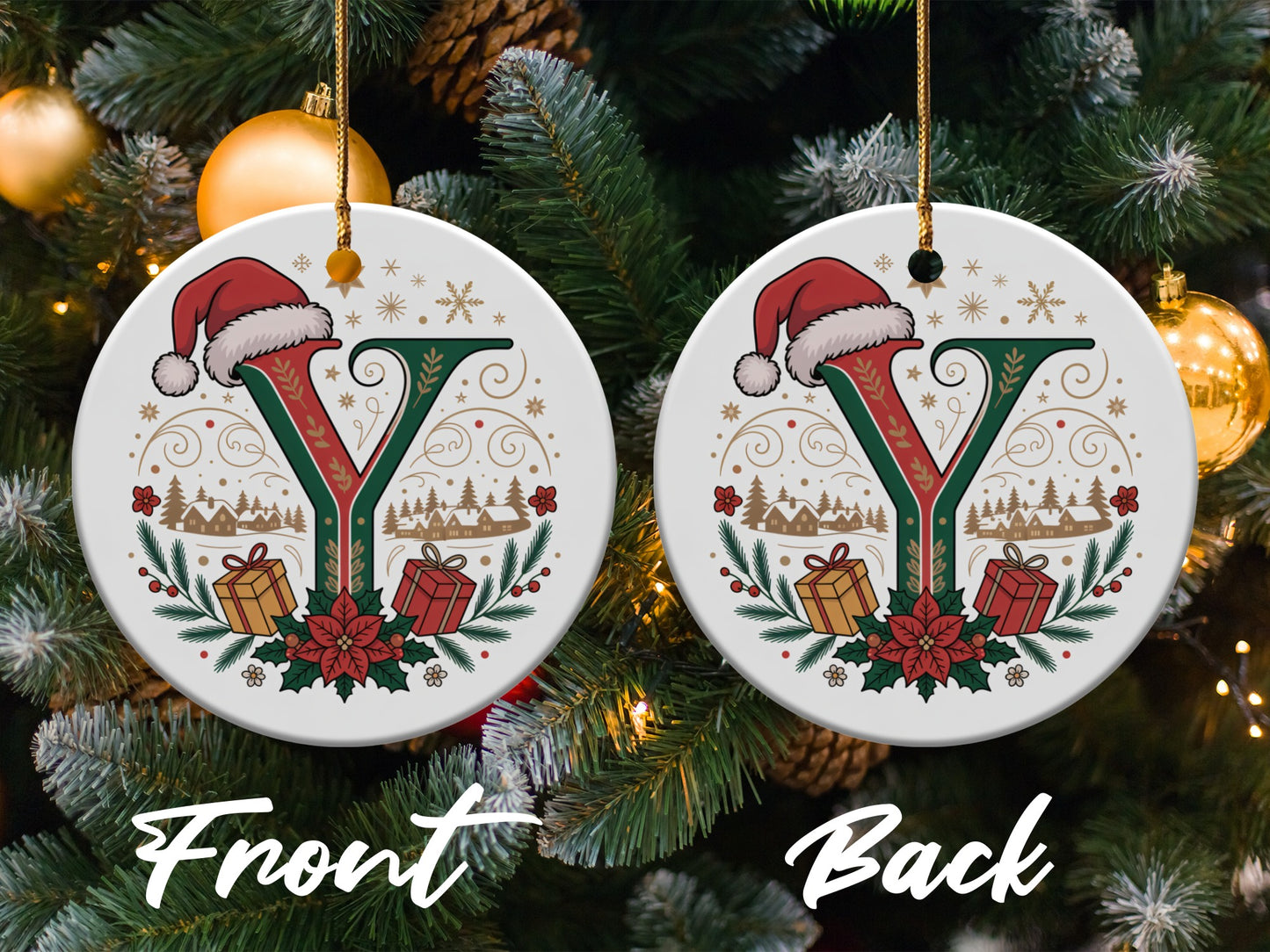 Personalized Christmas Ornament with Letter Y product
