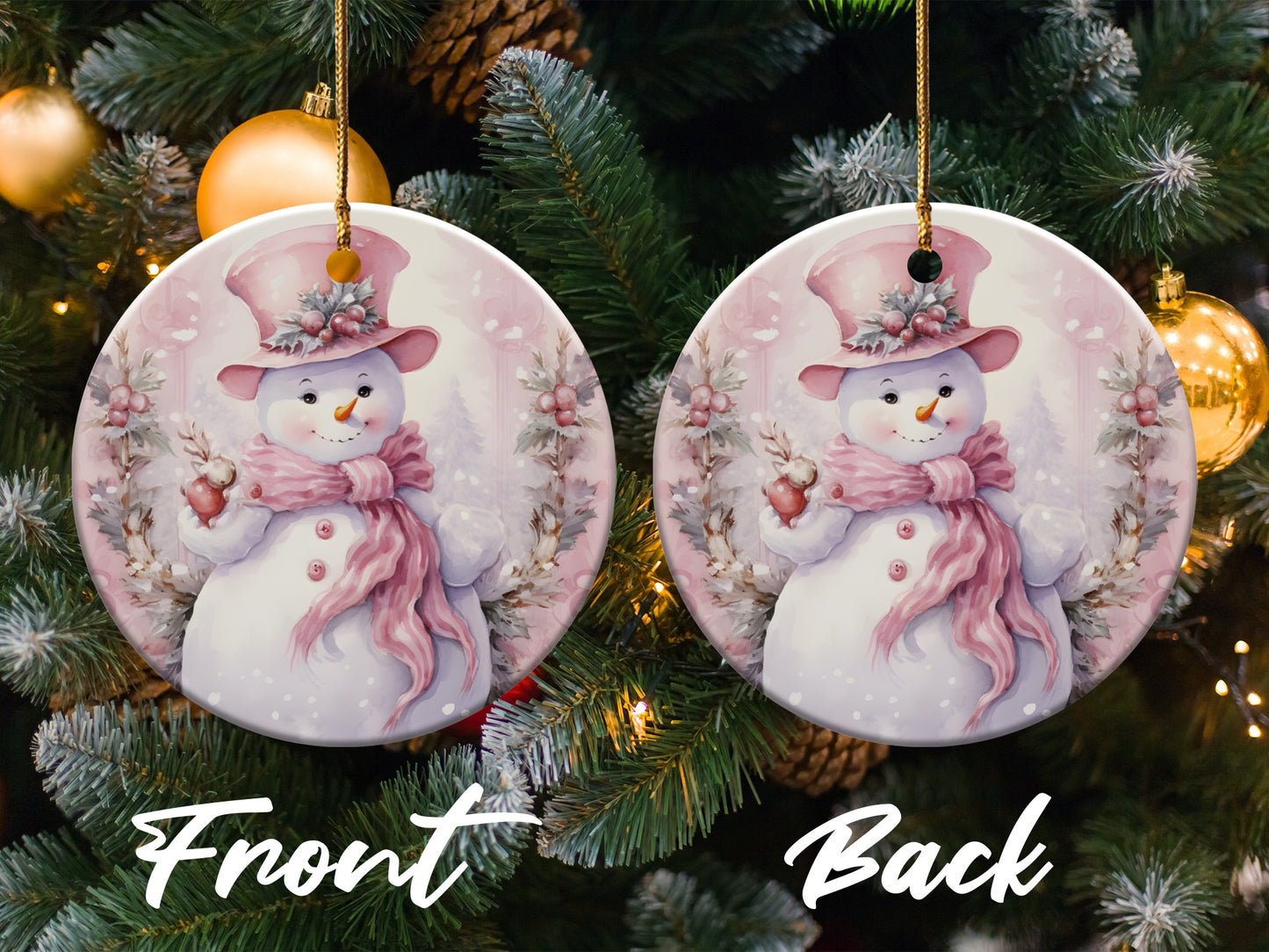 Festive Snowman Double Sided Christmas Ornament product