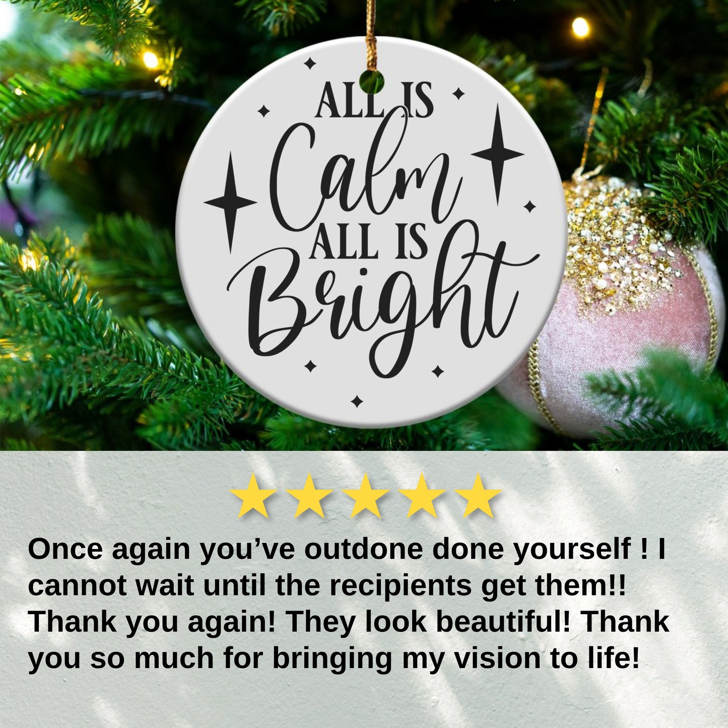 All is Calm All is Bright Christmas Tree Ornament product type