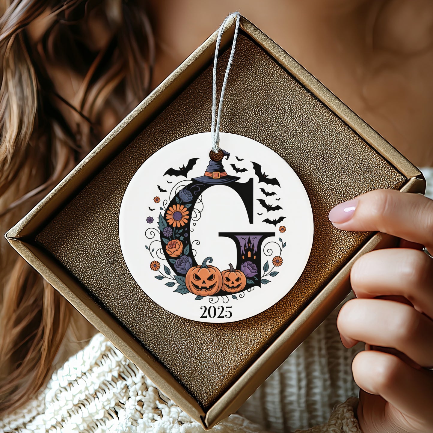 Personalized Halloween Pumpkin Hanging Ornament product