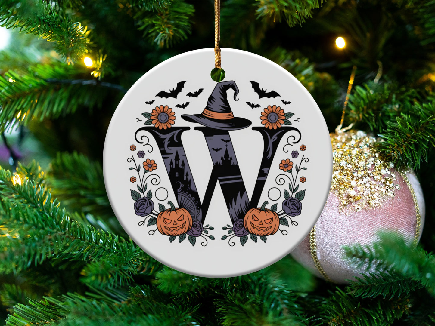 Halloween-Themed Witch Initial Ornament product