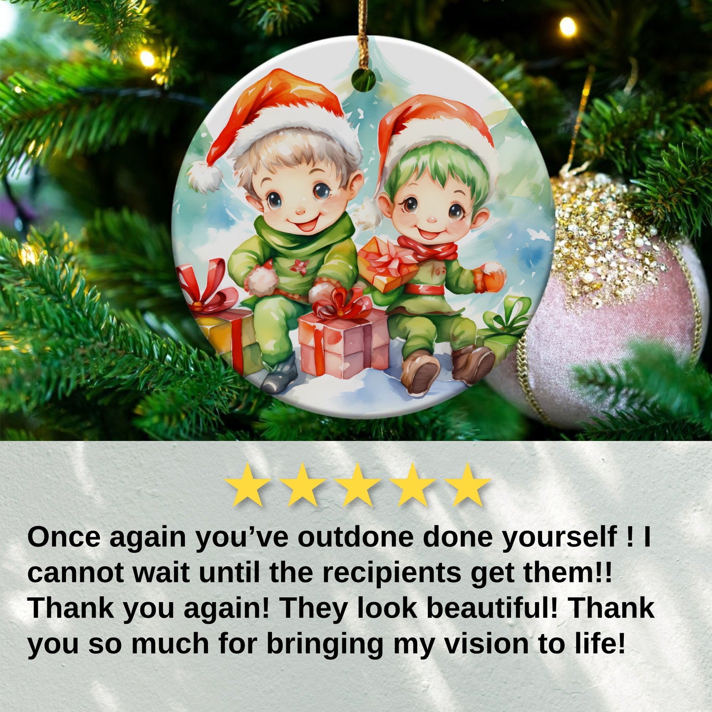 Adorable Elf Children Ornament For Holiday Product