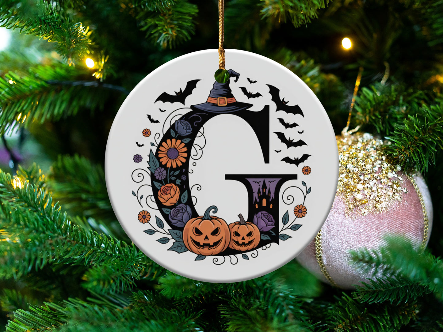 Halloween Inspired G Letter Christmas Tree Ornament product