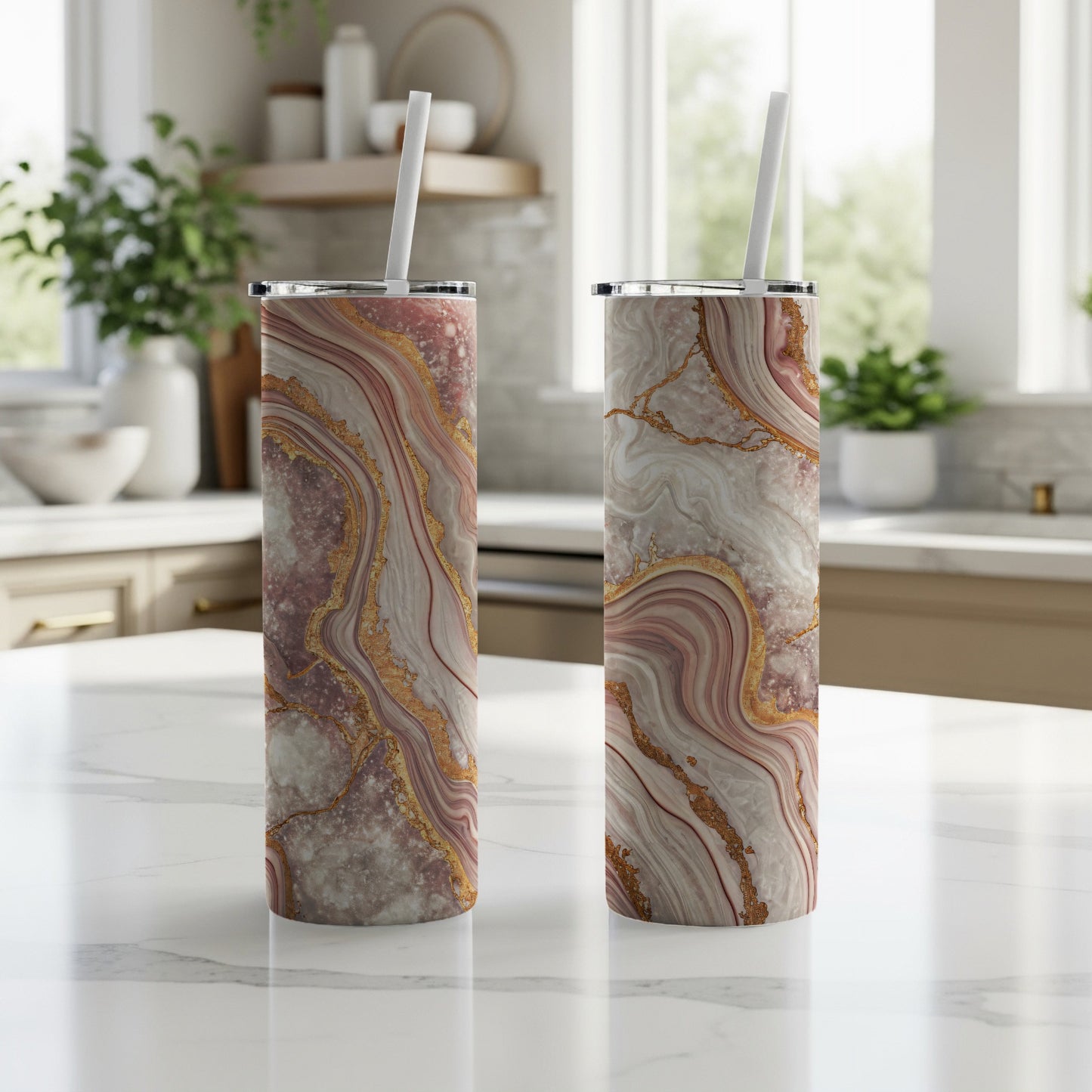 Elegant Swirl Design Insulated Tumbler Drinkware Accessory