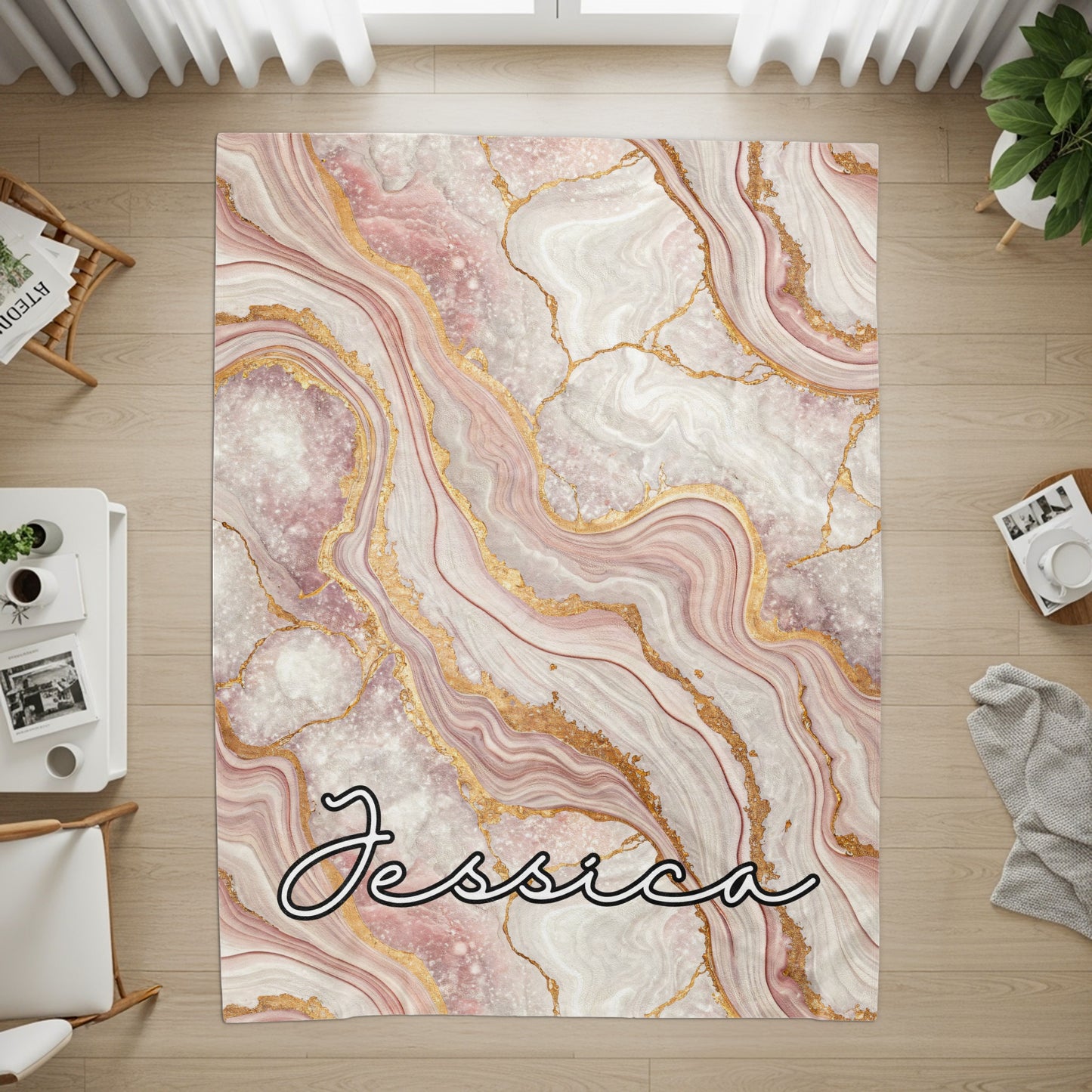 Elegant Custom Name Agate Design Print Personalized Custom Blanket - Walk Greener