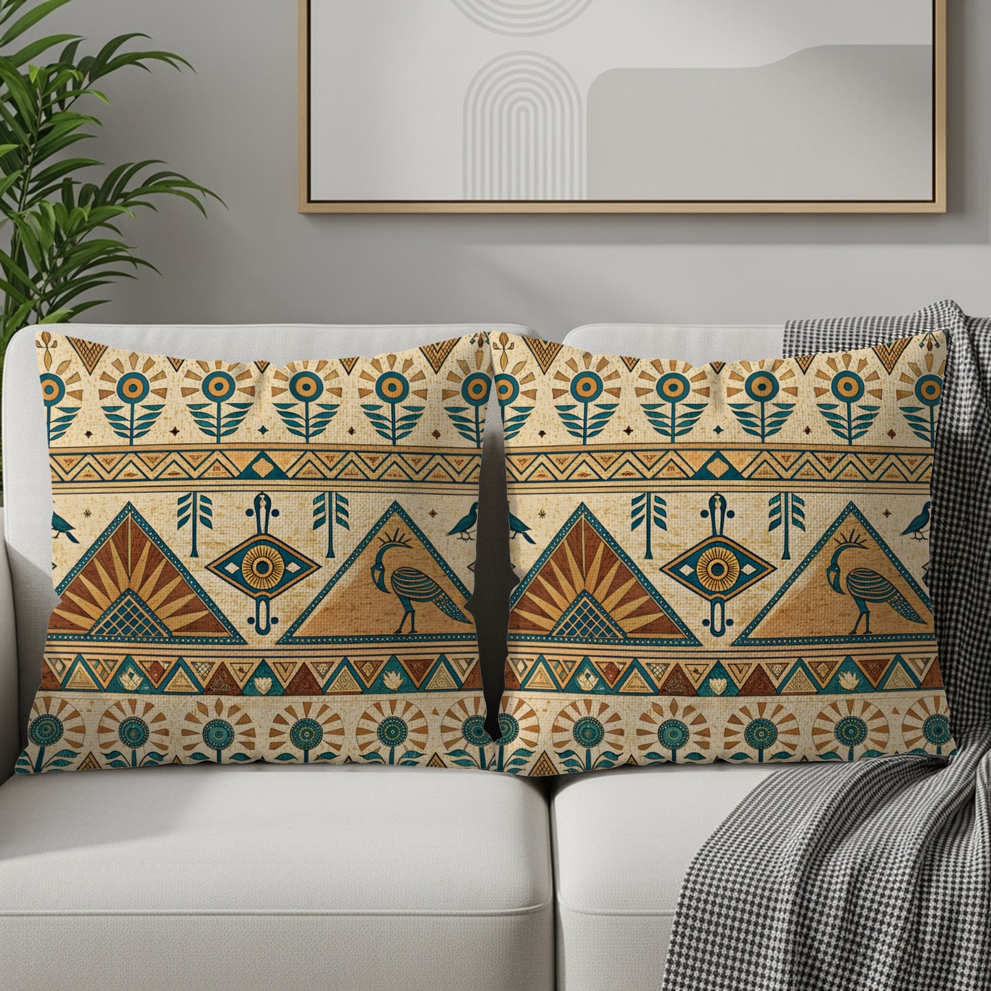 Geometric Tribal Pattern Decorative Throw Pillow Set