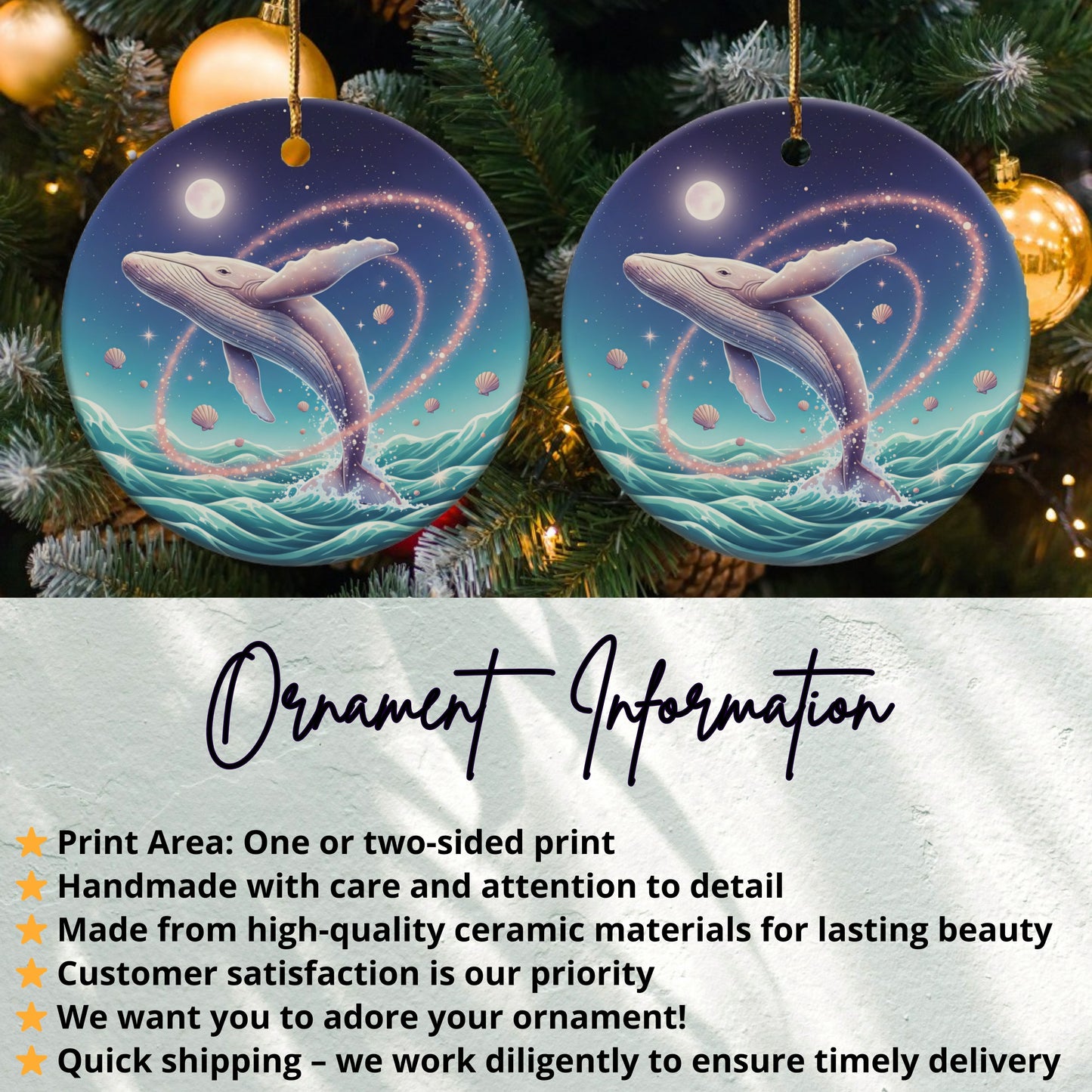 Whale Ocean Scene Christmas Ornament product