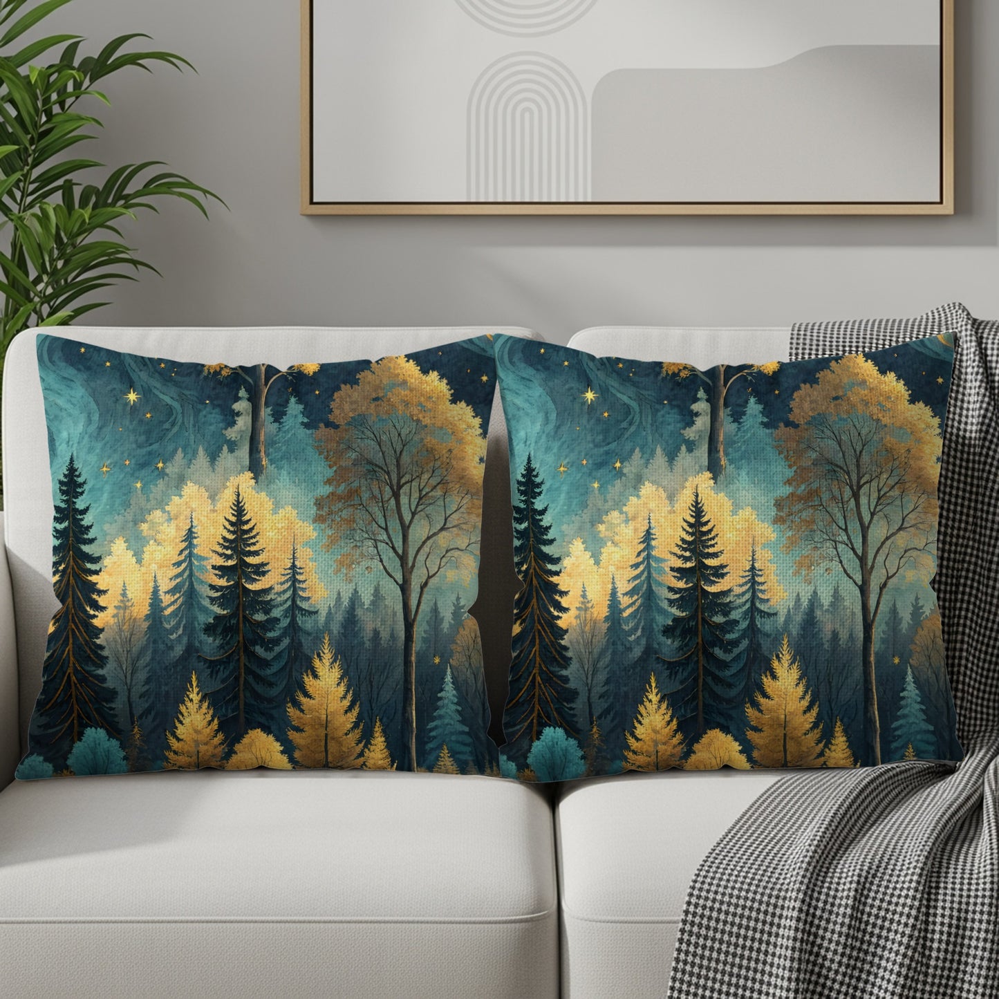 Enchanting Forest Design on Throw Pillow Set
