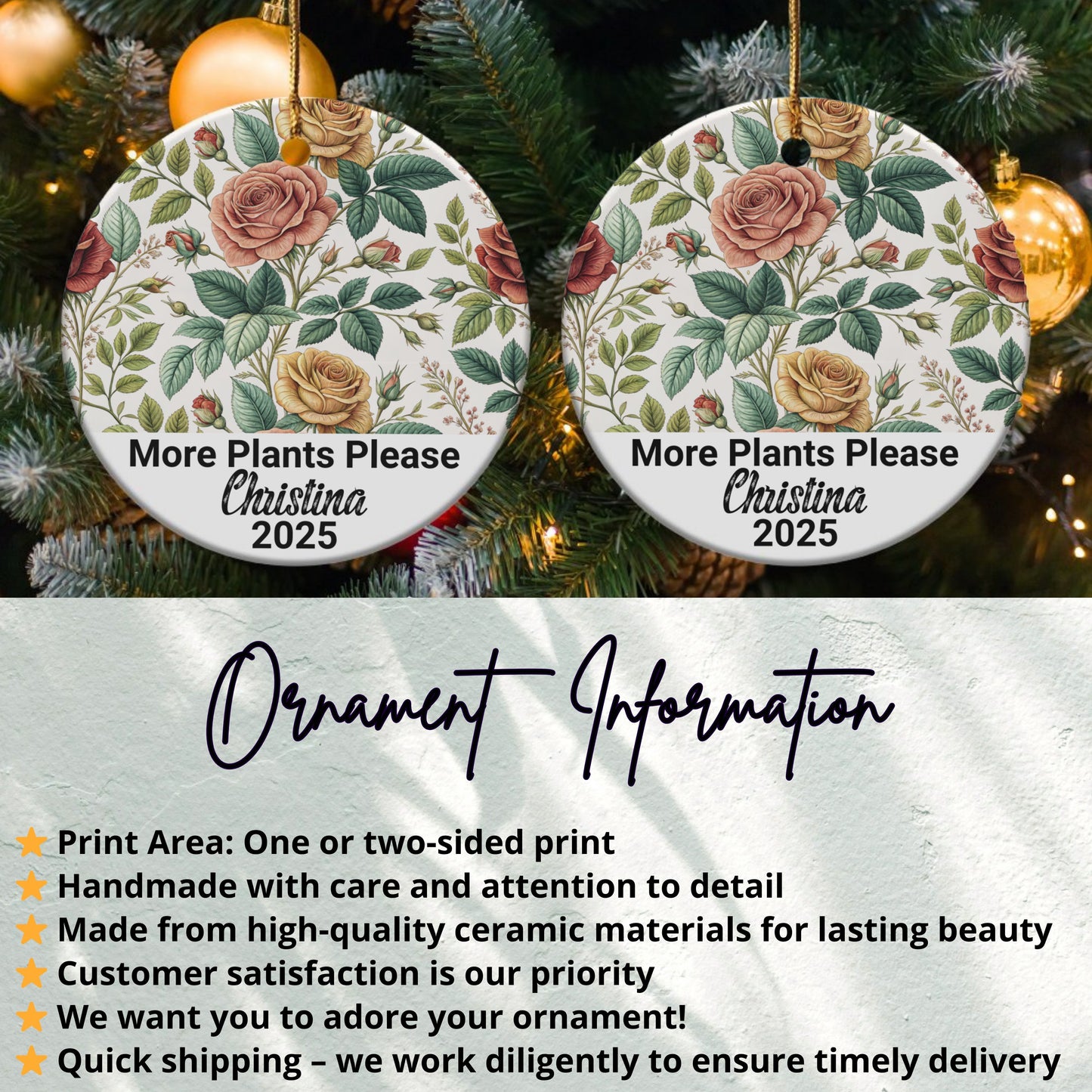 Floral More Plants Please Personalized Ornament product