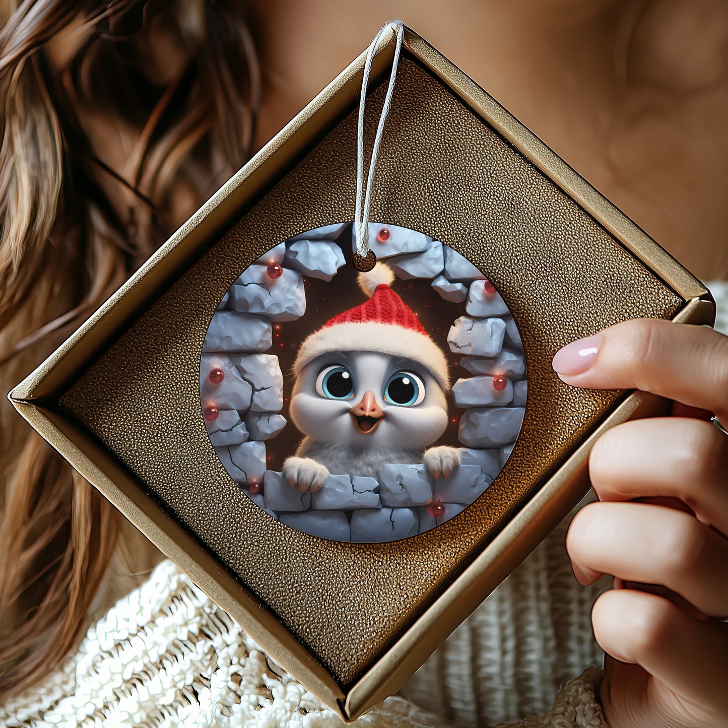 Adorable Santa Hat Cat Christmas Tree Ornament product
