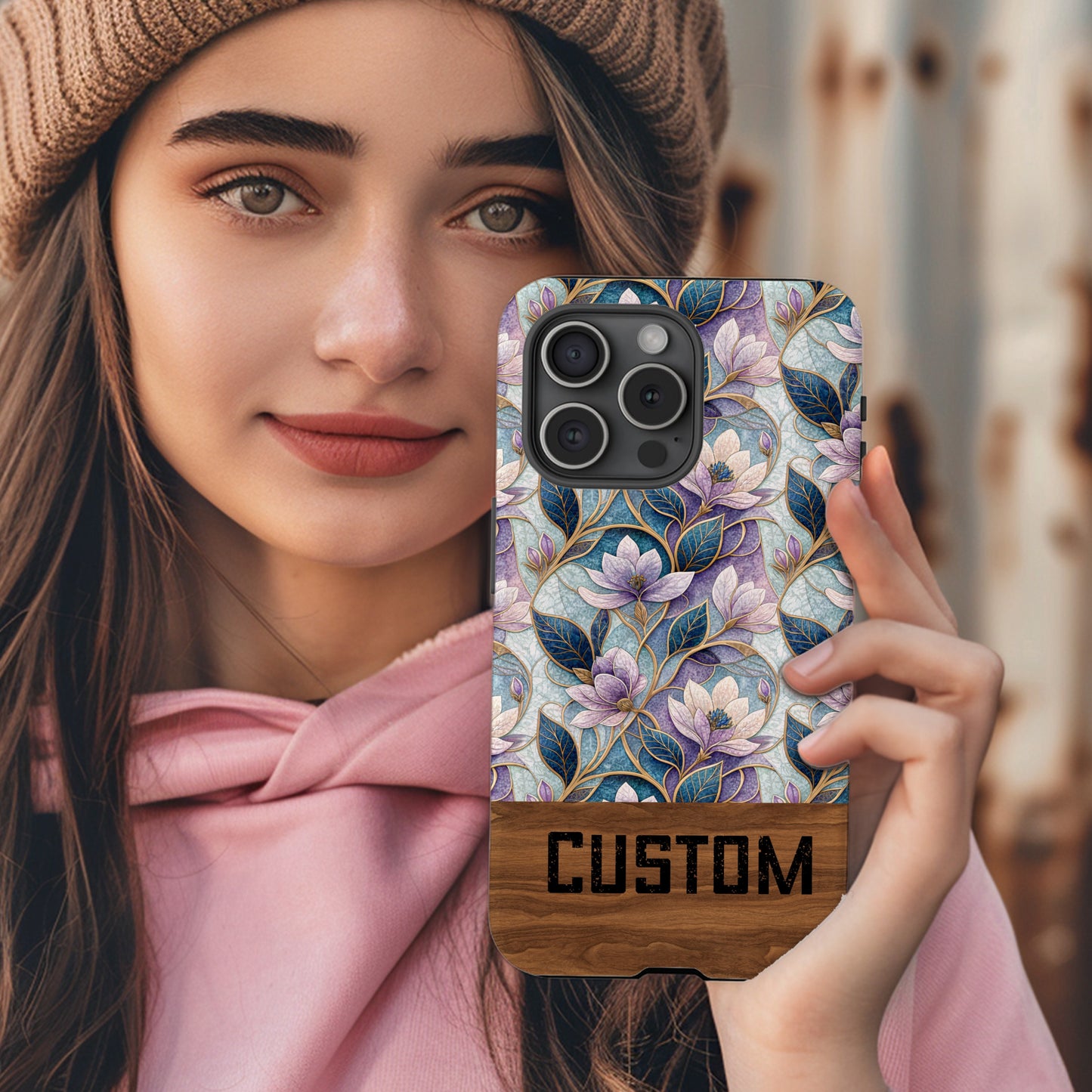 Custom Floral Design iPhone Case with Personalization