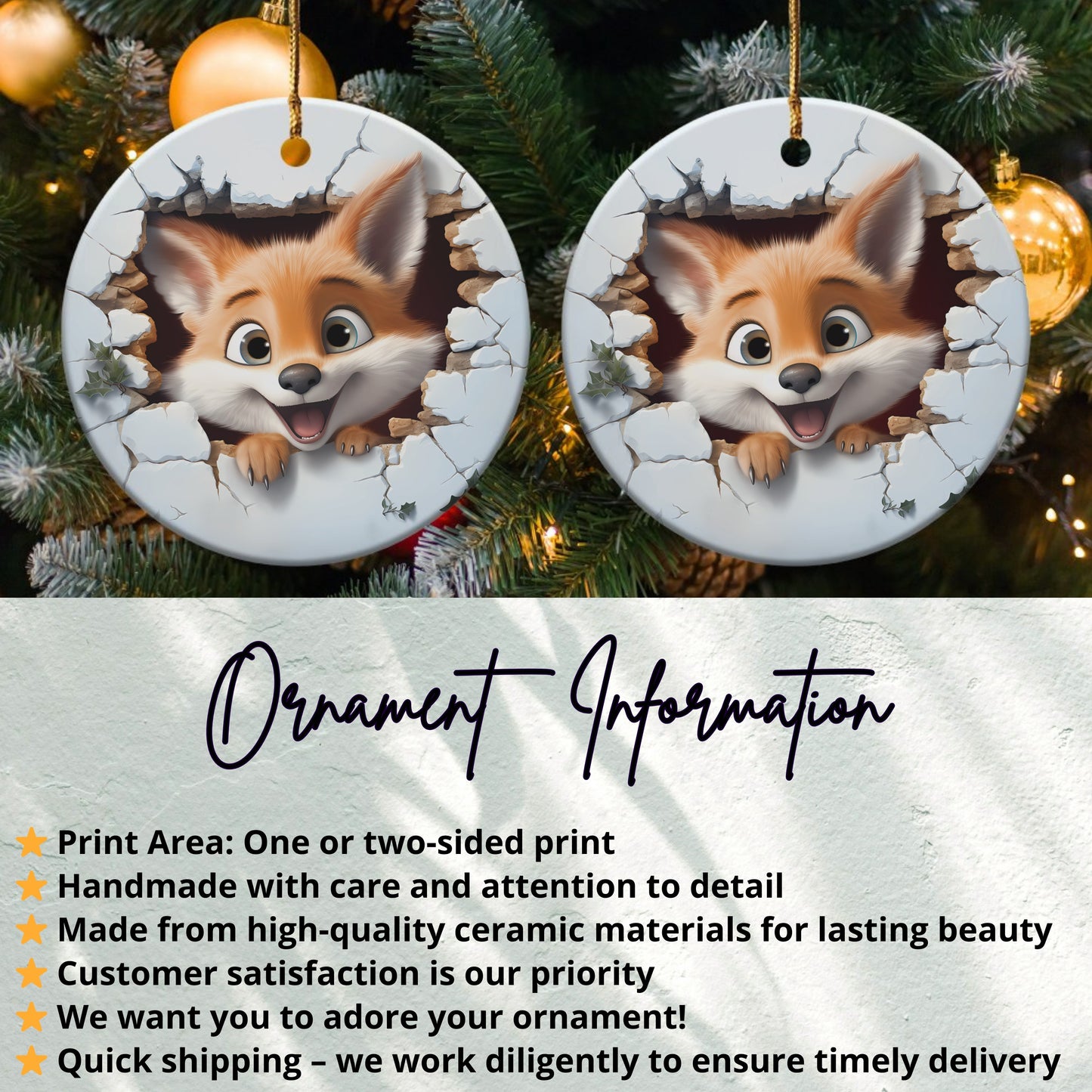 Adorable Fox Design Ornament for Festive Cheer product