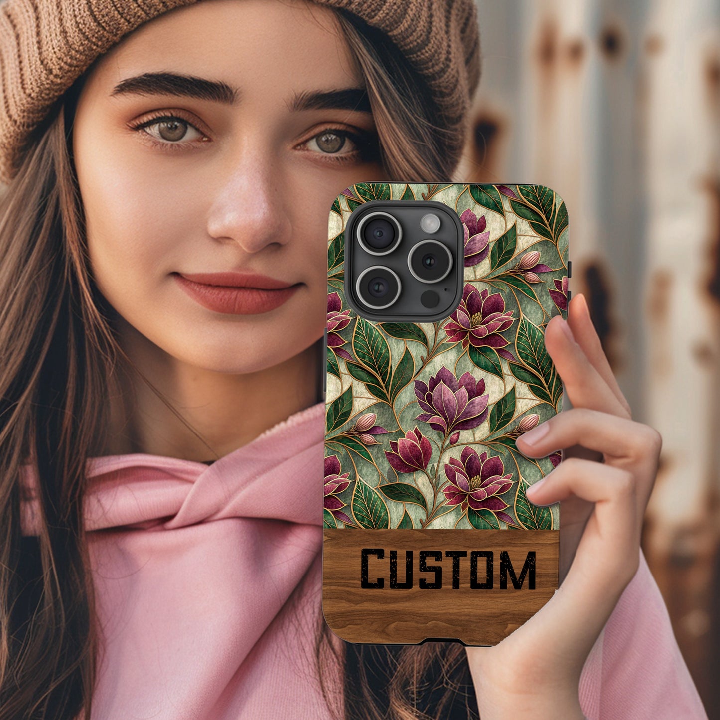 Custom Floral Print Phone Case with Text Placeholder