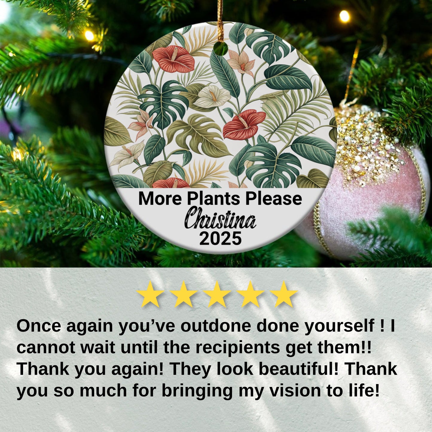 More Plants Please Round Christmas Ornament product type