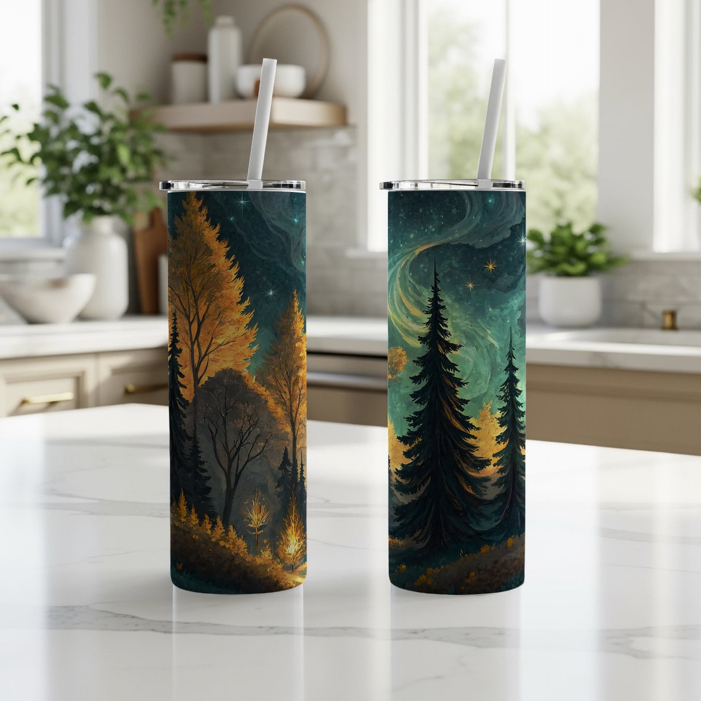 Forest Night Sky Design Insulated Tumbler Product