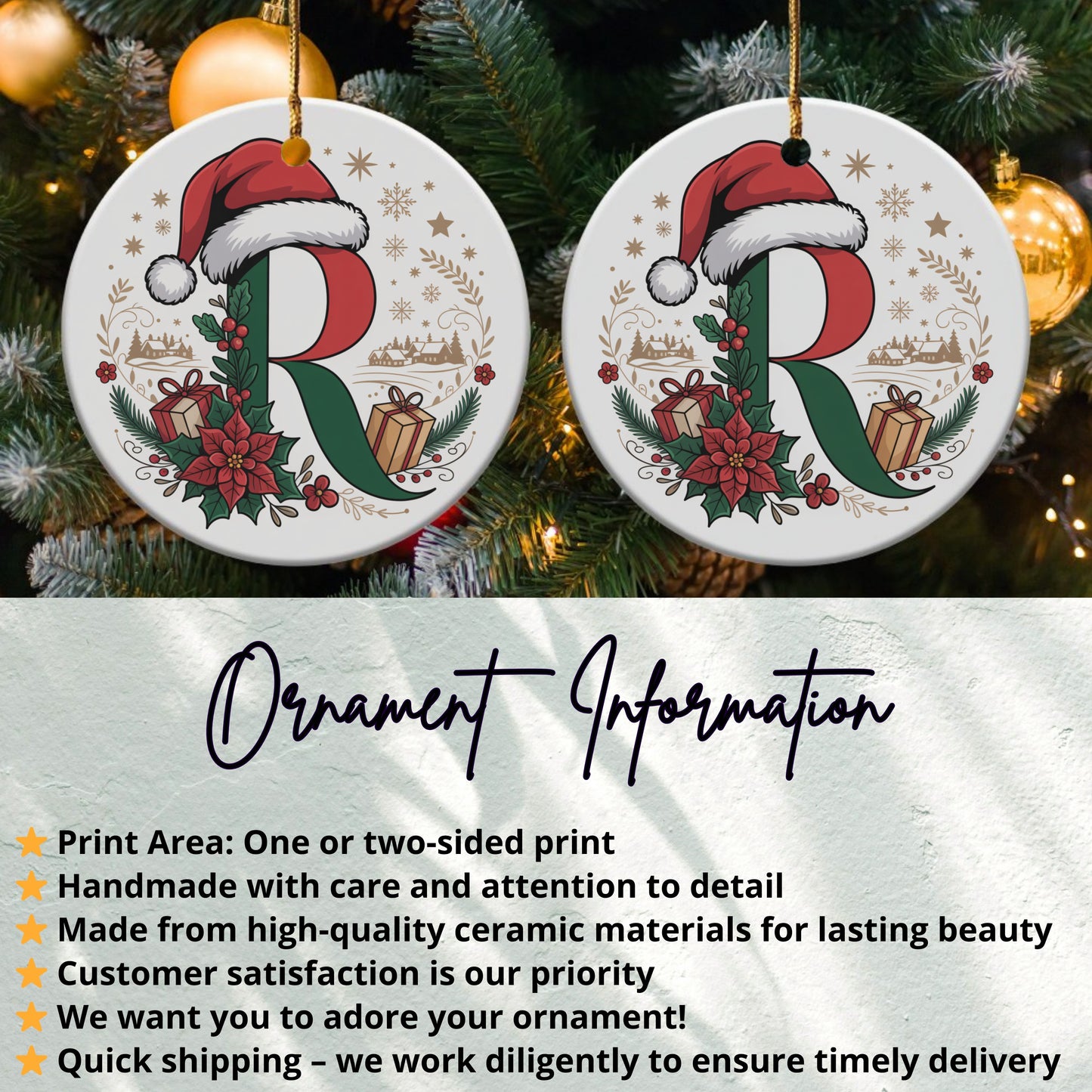 Christmas Themed R Initial Ornament product