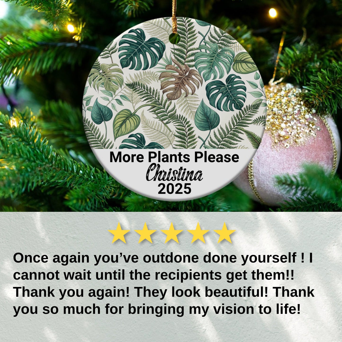 Custom Christmas Ornament with Botanical Design product