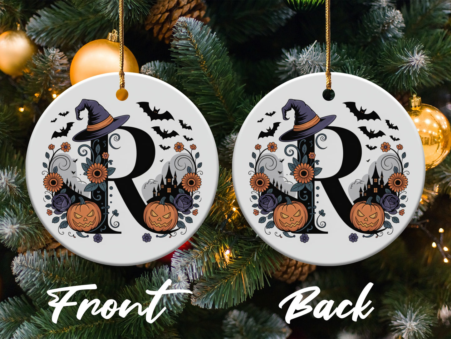 Custom Halloween Monogram Ornament Christmas Tree product