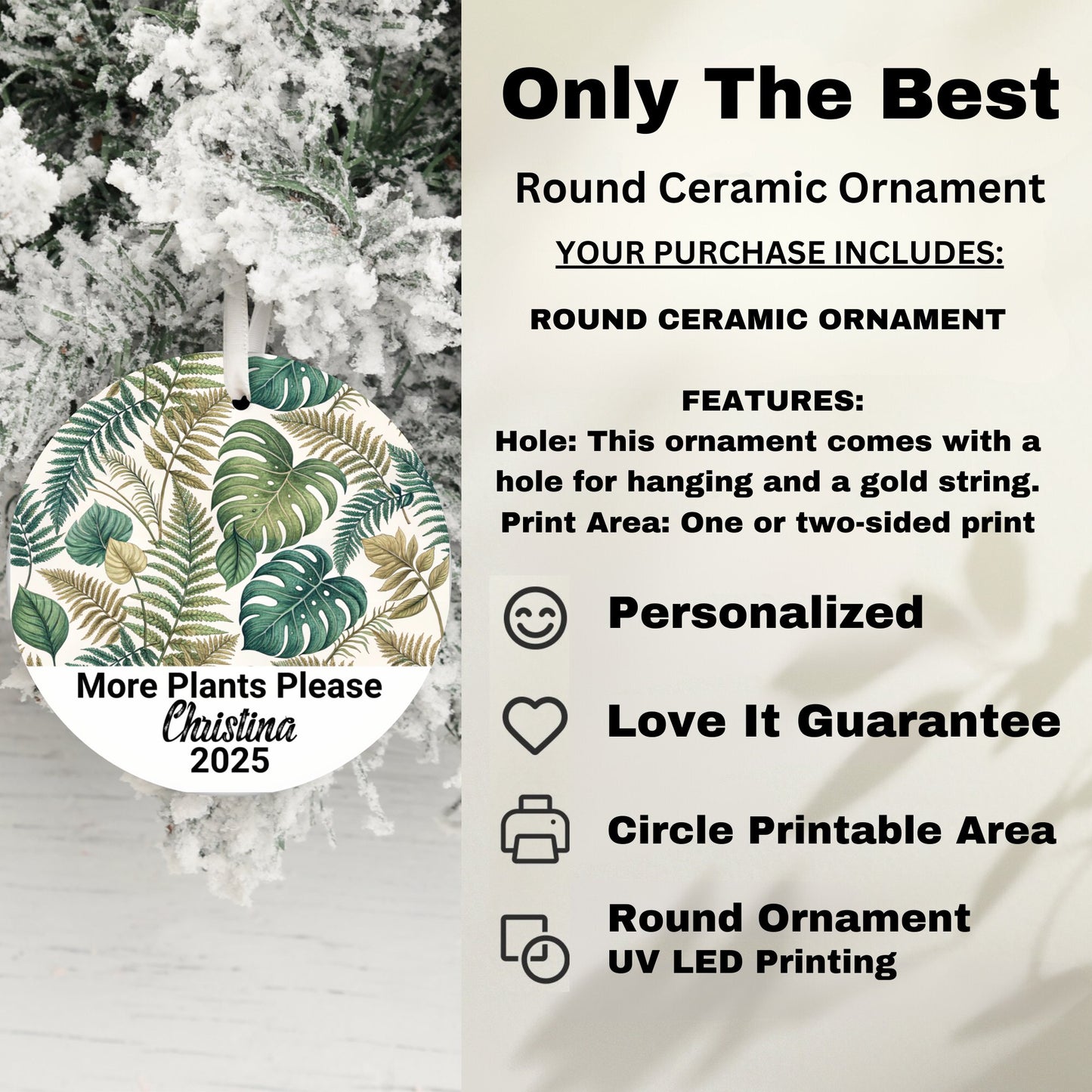 More Plants Please 2025 Personalized Round Ceramic Ornament product
