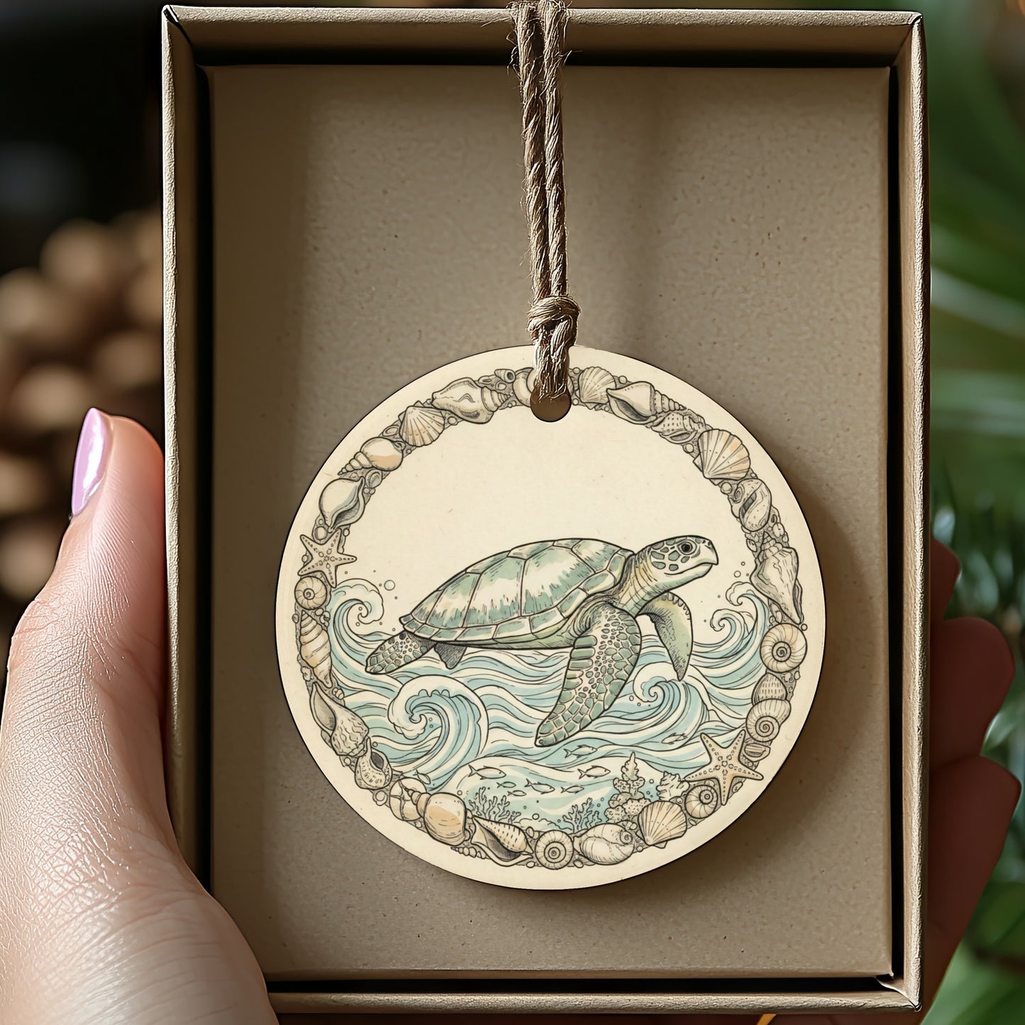 Beautiful Sea Turtle Design Hanging Ornament product