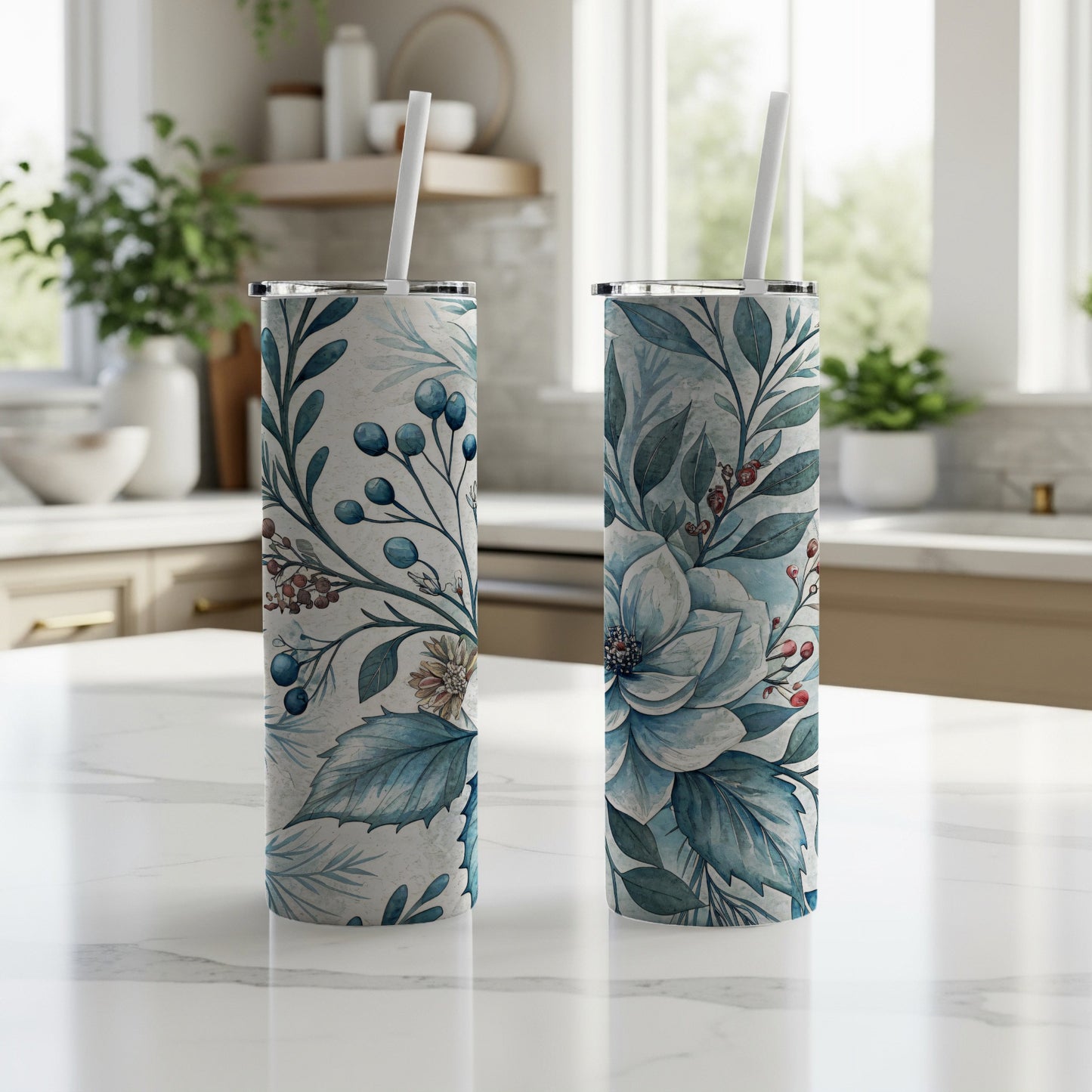 Beautiful Floral Patterned Tall Drink Tumbler
