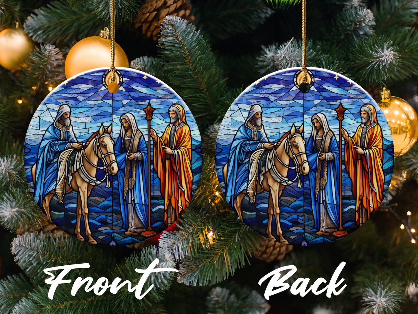 Stained Glass Nativity Scene Christmas Ornament product