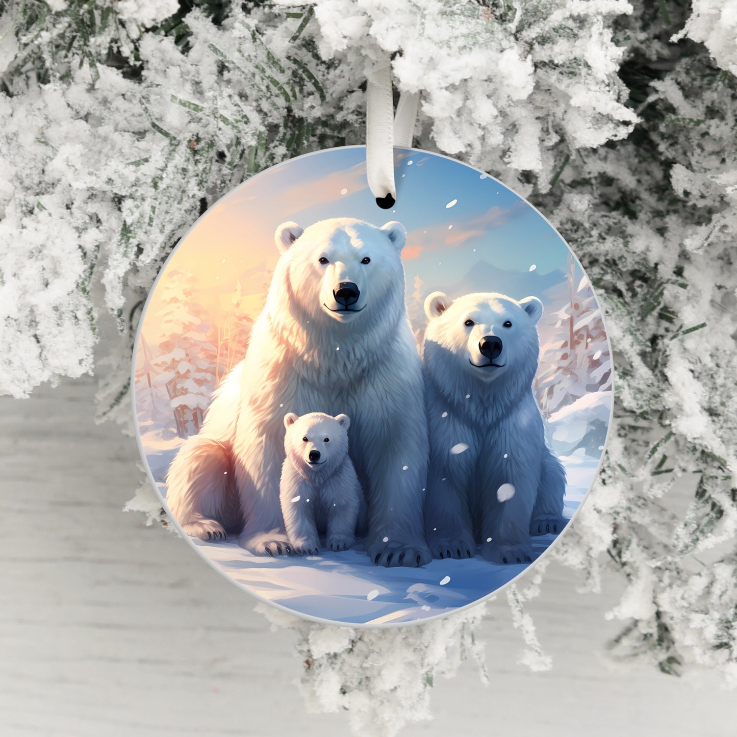 Polar Bear Family Hanging Christmas Ornament product